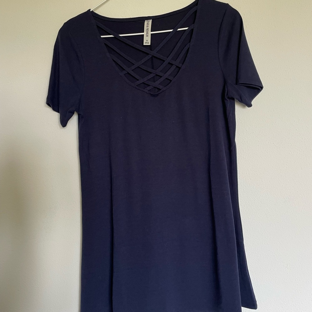 Deep Blue Crisscross Tee